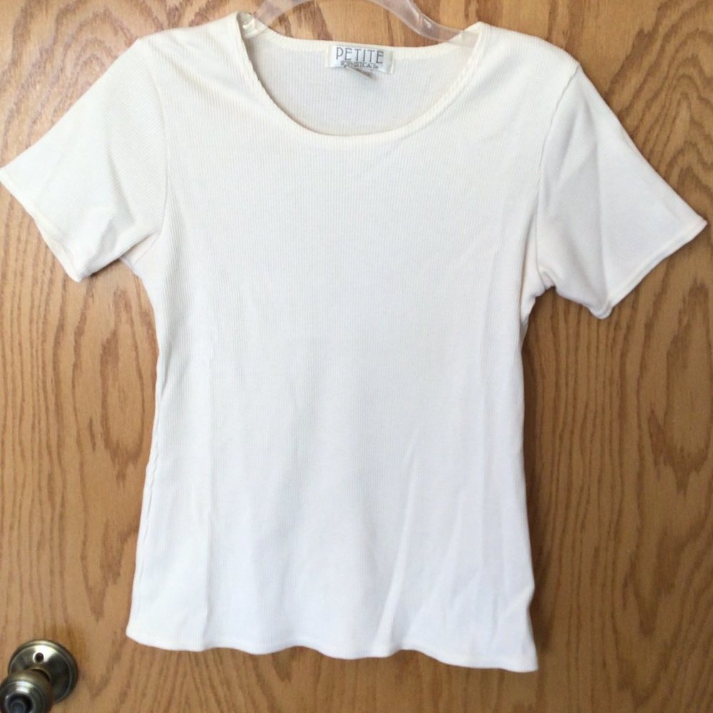 Petite Sophisticate - Cream colored, ribbed top